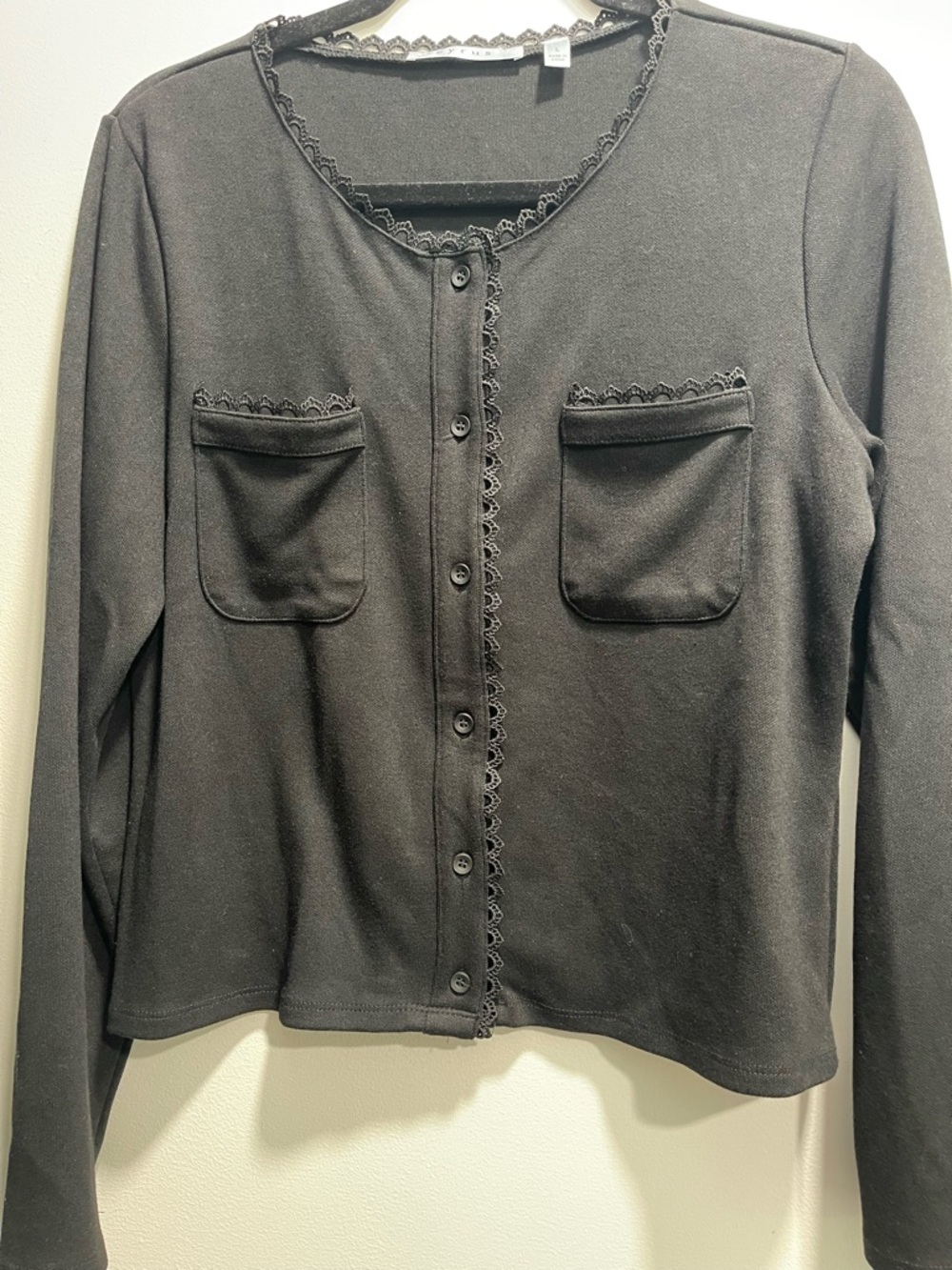 Cyrus Black Lace-Trim Knit Top